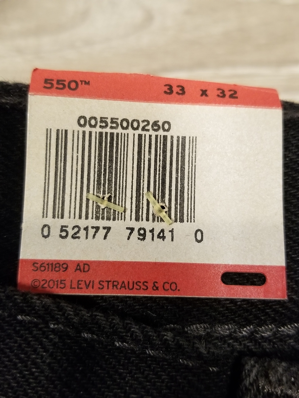 NWT Levis 550 Relaxed Fit Straight Leg Jeans Mens Size 33x32 Black Denim - Picture 5 of 7